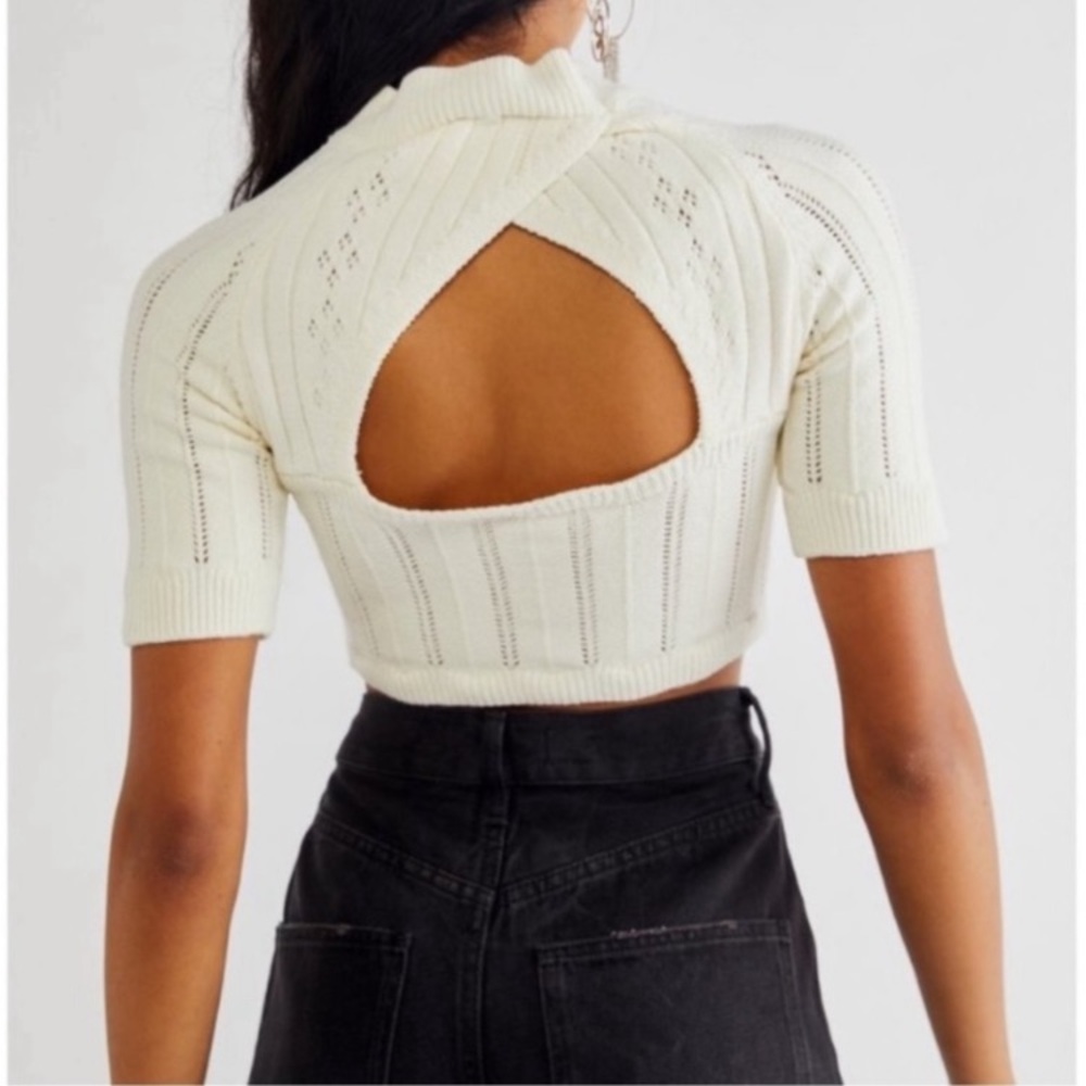 Free People Intimately Off White Cropped Knit Body Sweater - Picture 5 of 9